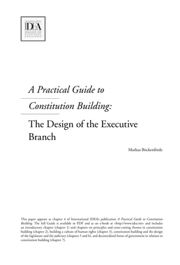 The Design of the Executive Branch