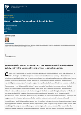 Meet the Next Generation of Saudi Rulers | the Washington Institute