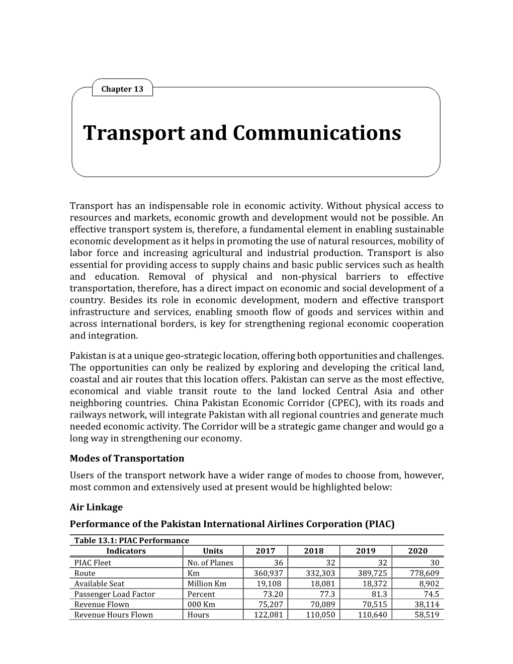 Transport and Communications