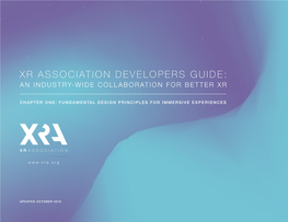 Xr Association Developers Guide: an Industry-Wide Collaboration for Better Xr