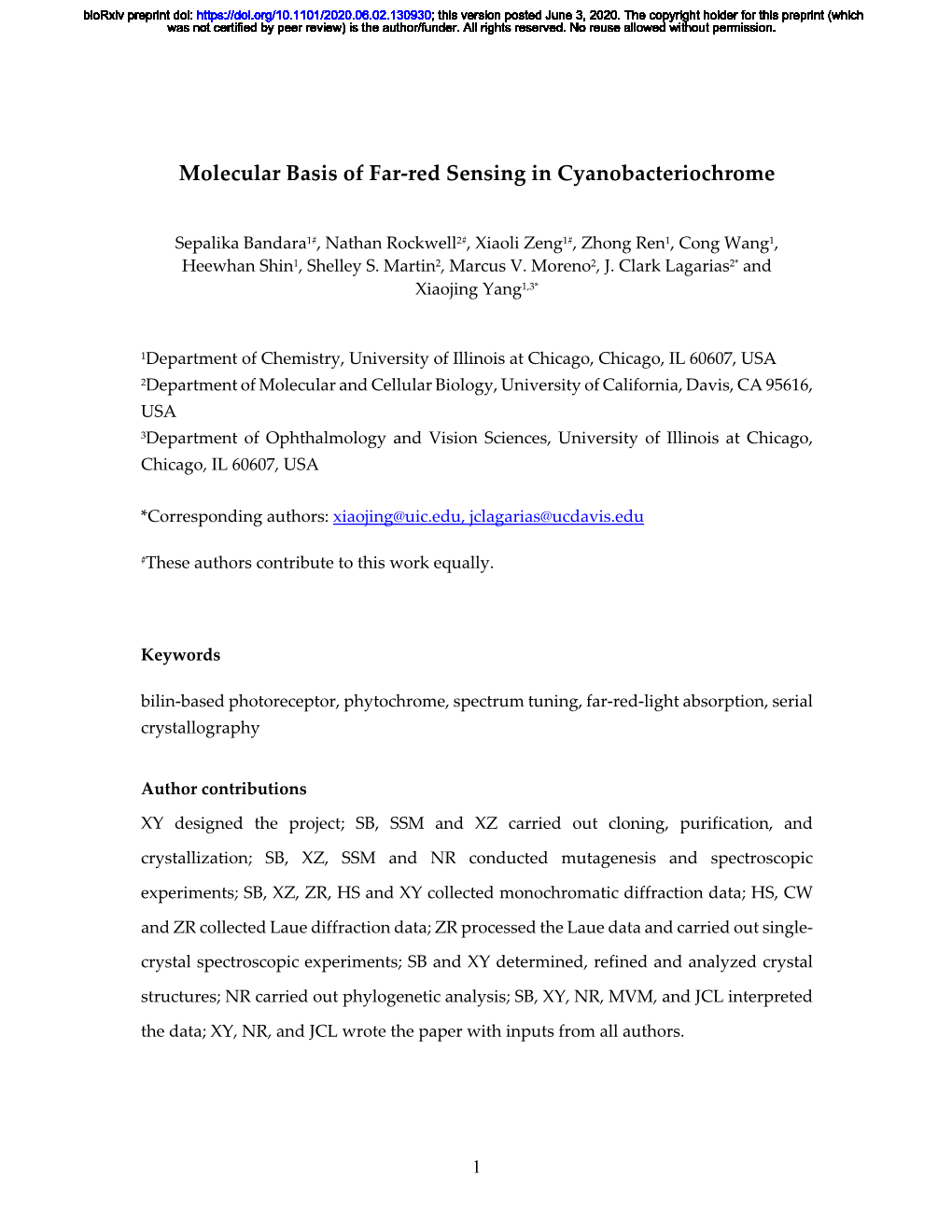 Molecular Basis of Far-Red Sensing in Cyanobacteriochrome