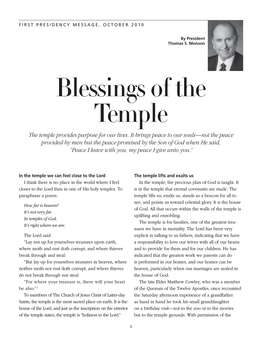 Blessings of the Temple the Temple Provides Purpose for Our Lives