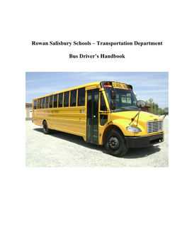 Transportation Department Bus Driver's Handbook
