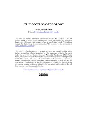 Philosophy As Ideology