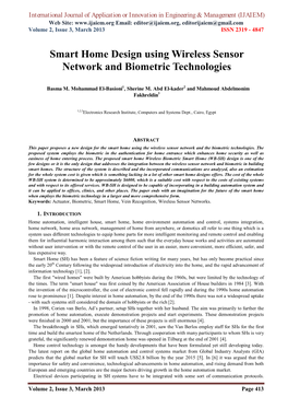 Smart Home Design Using Wireless Sensor Network and Biometric Technologies