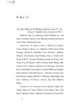H. Res. 12 in the House of Representatives, U