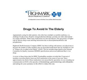 Drugs to Avoid in the Elderly