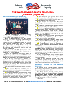 THE WATSONVILLE-SANTA CRUZ JACL Newsletter August 2013