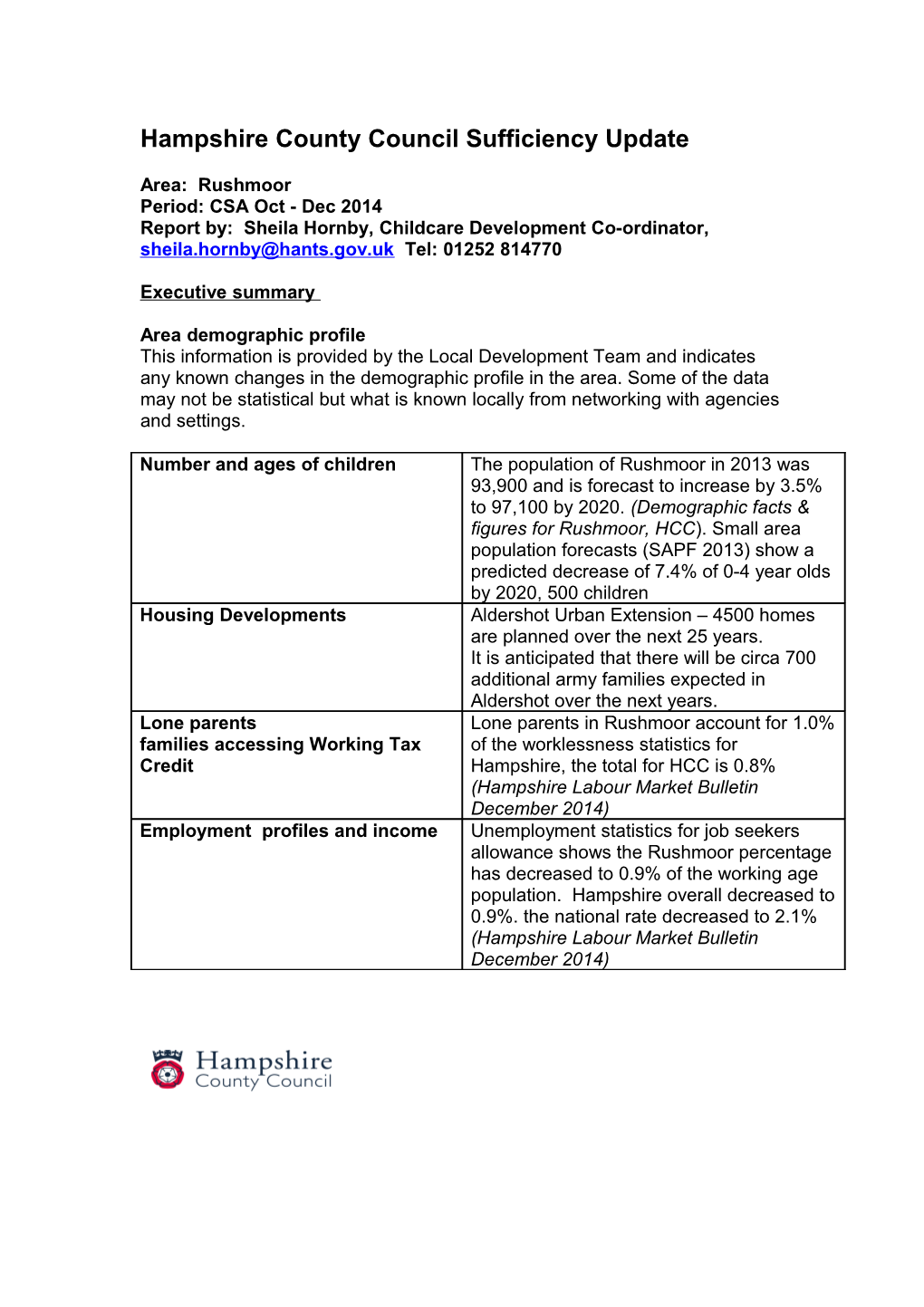 Hampshire County Council Sufficiency Update s5