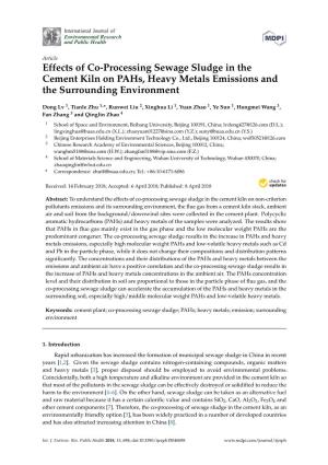Effects of Co-Processing Sewage Sludge in the Cement Kiln on Pahs, Heavy Metals Emissions and the Surrounding Environment