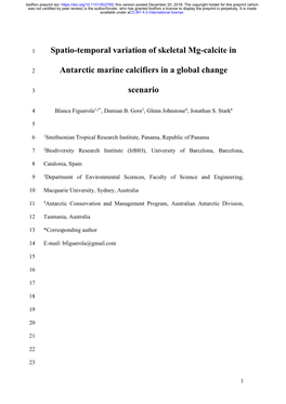 Spatio-Temporal Variation of Skeletal Mg-Calcite in Antarctic