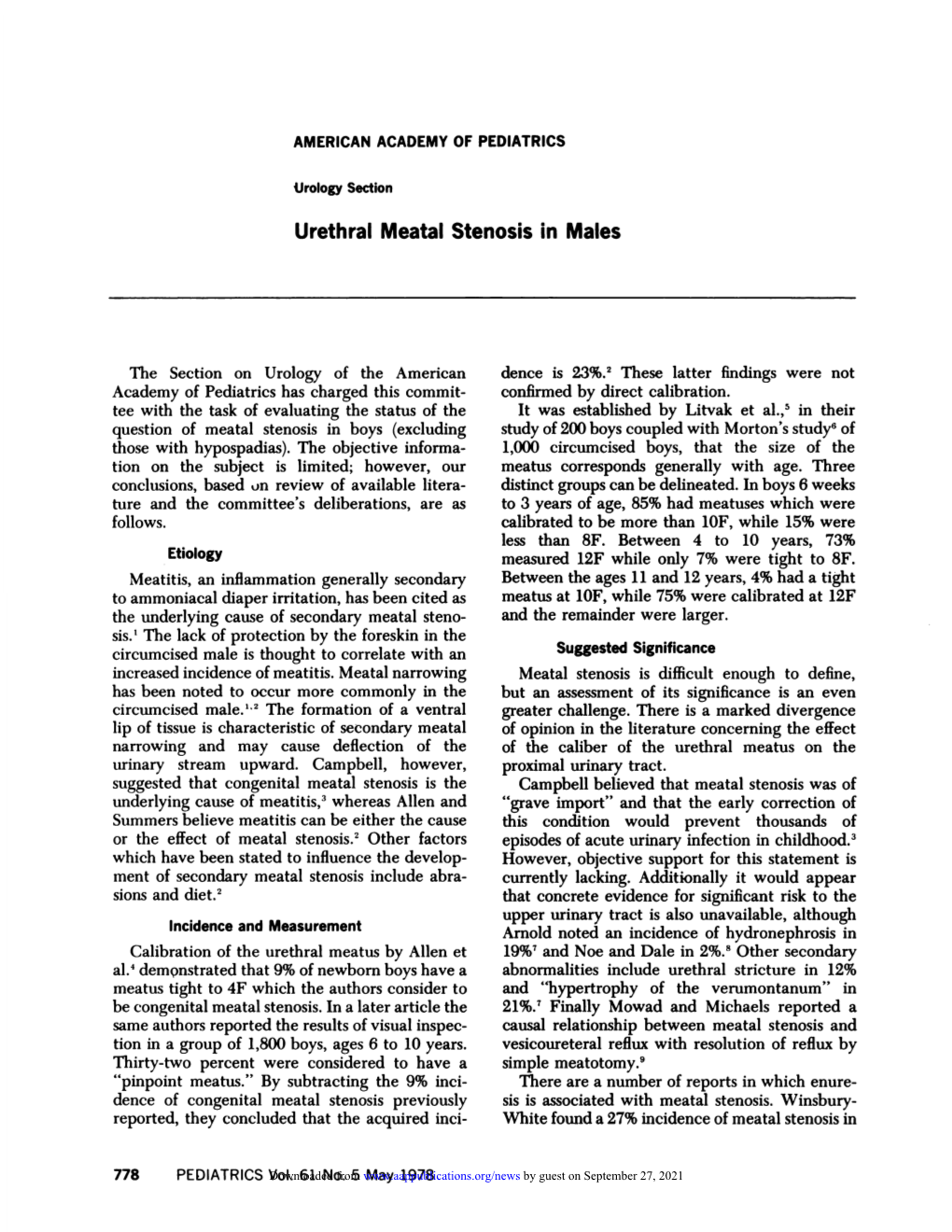 Urethral Meatal Stenosis in Males