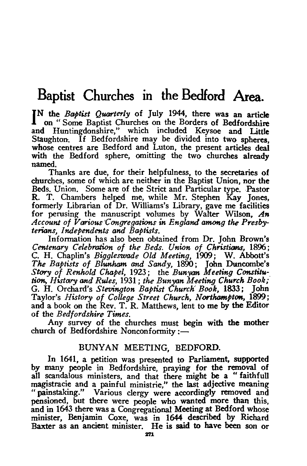 Baptist Churches in the Bedford Area