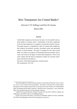 How Transparent Are Central Banks?∗