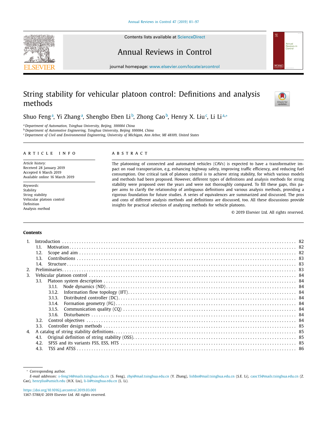 String Stability for Vehicular Platoon Control: Deﬁnitions and Analysis Methods