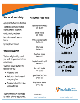 PATH Unit Patient Assessment and Transition to Home