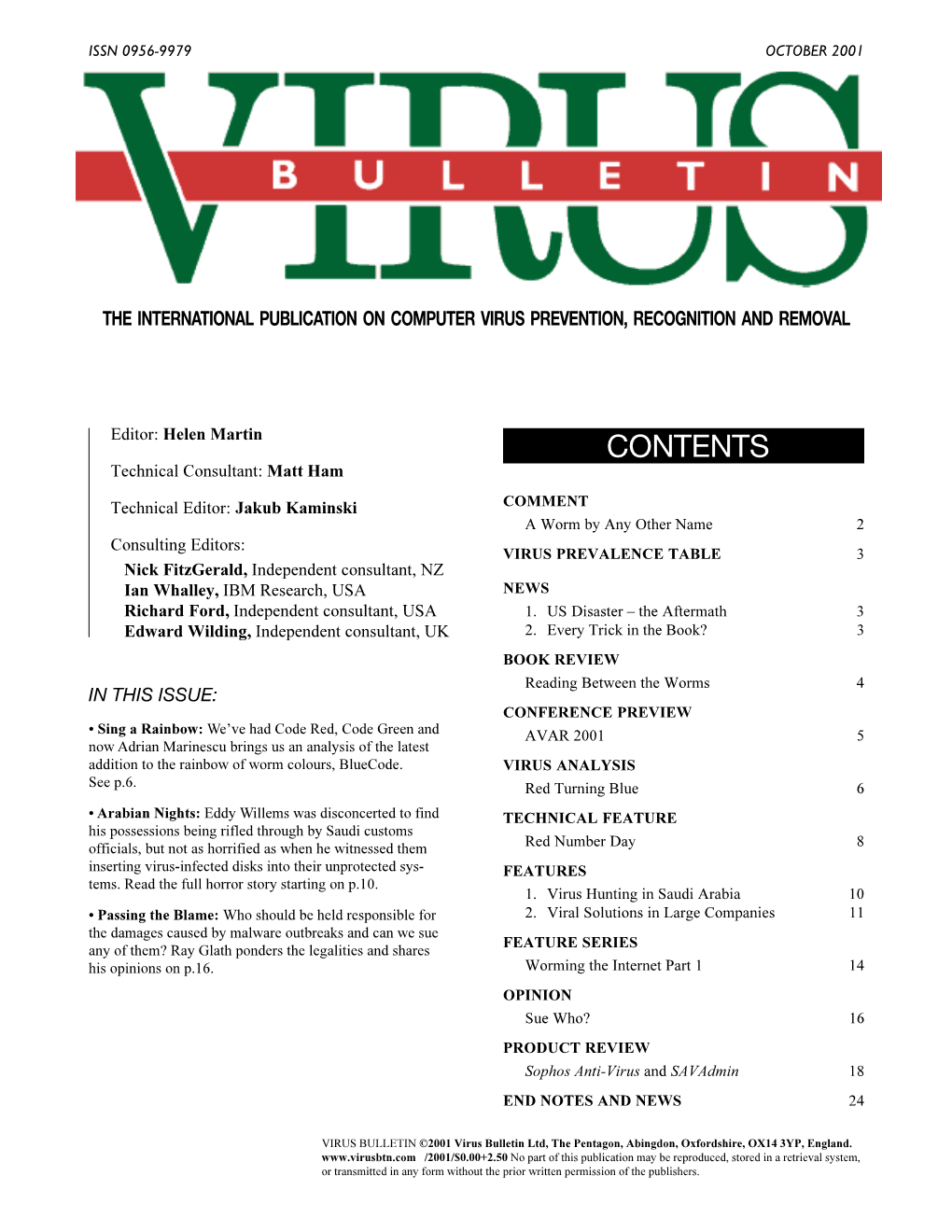 Virus Bulletin, October 2001