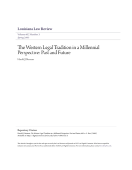 The Western Legal Tradition in a Millennial Perspective: Past and Future, 60 La