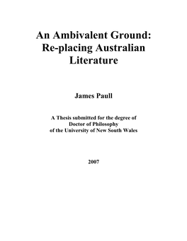 An Ambivalent Ground: Re-Placing Australian Literature