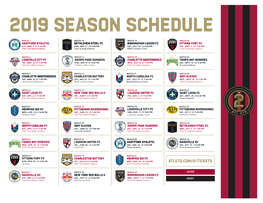 2019 Season Schedule