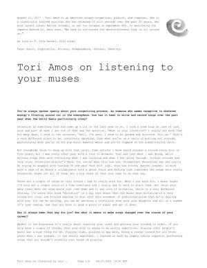 Tori Amos on Listening to Your Muses