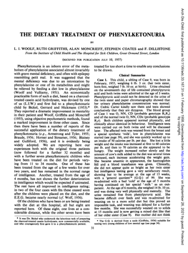 The Dietary Treatmentof Phenylketonuria