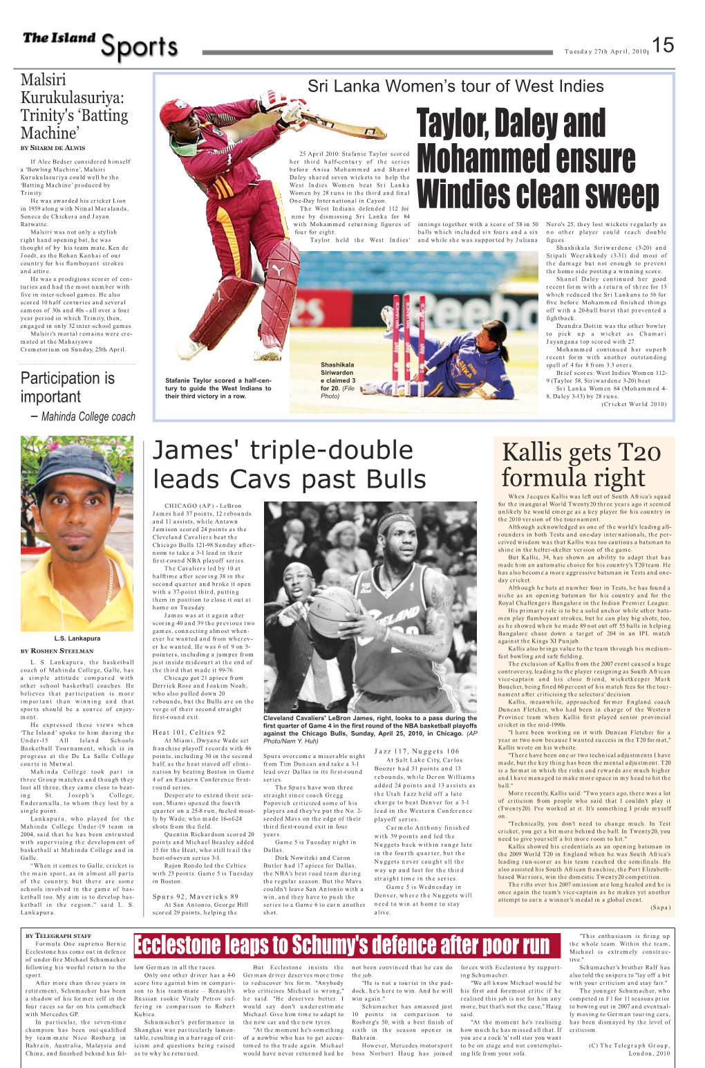 Taylor, Daley and Mohammed Ensure Windies Clean Sweep