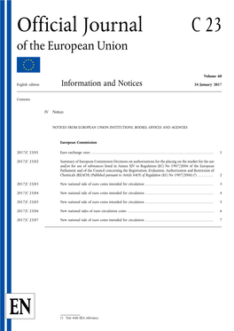 Official Journal C 23 of the European Union
