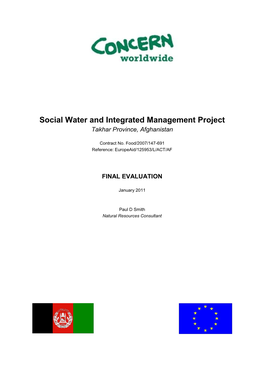 Social Water and Integrated Management Project Takhar Province, Afghanistan
