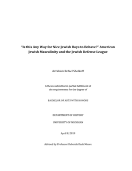 American Jewish Masculinity and the Jewish Defense League