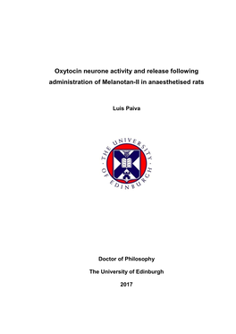 Oxytocin Neurone Activity and Release Following Administration of Melanotan-II in Anaesthetised Rats