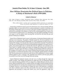 How Military Dominates the Political Space in Pakistan: a Study of Musharraf’S Rule (1999-2008)