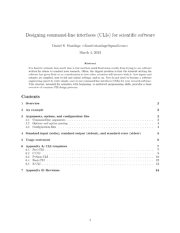 Designing Command-Line Interfaces (Clis) for Scientific Software