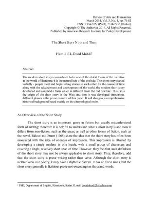 The Short Story Now and Then Hamid EL-Dood Mahdi1 an Overview Of