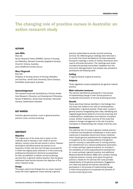 The Changing Role of Practice Nurses in Australia: an Action Research Study