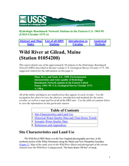 Wild River at Gilead, Maine (Station 01054200)