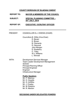 County Borough of Blaenau Gwent Report To: Mayor