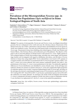 Prevalence of the Microsporidian Nosema Spp. in Honey Bee Populations (Apis Mellifera) in Some Ecological Regions of North Asia