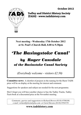 October 2012 Tadley and District History Society (TADS)