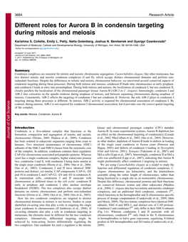 Different Roles for Aurora B in Condensin Targeting During Mitosis and Meiosis
