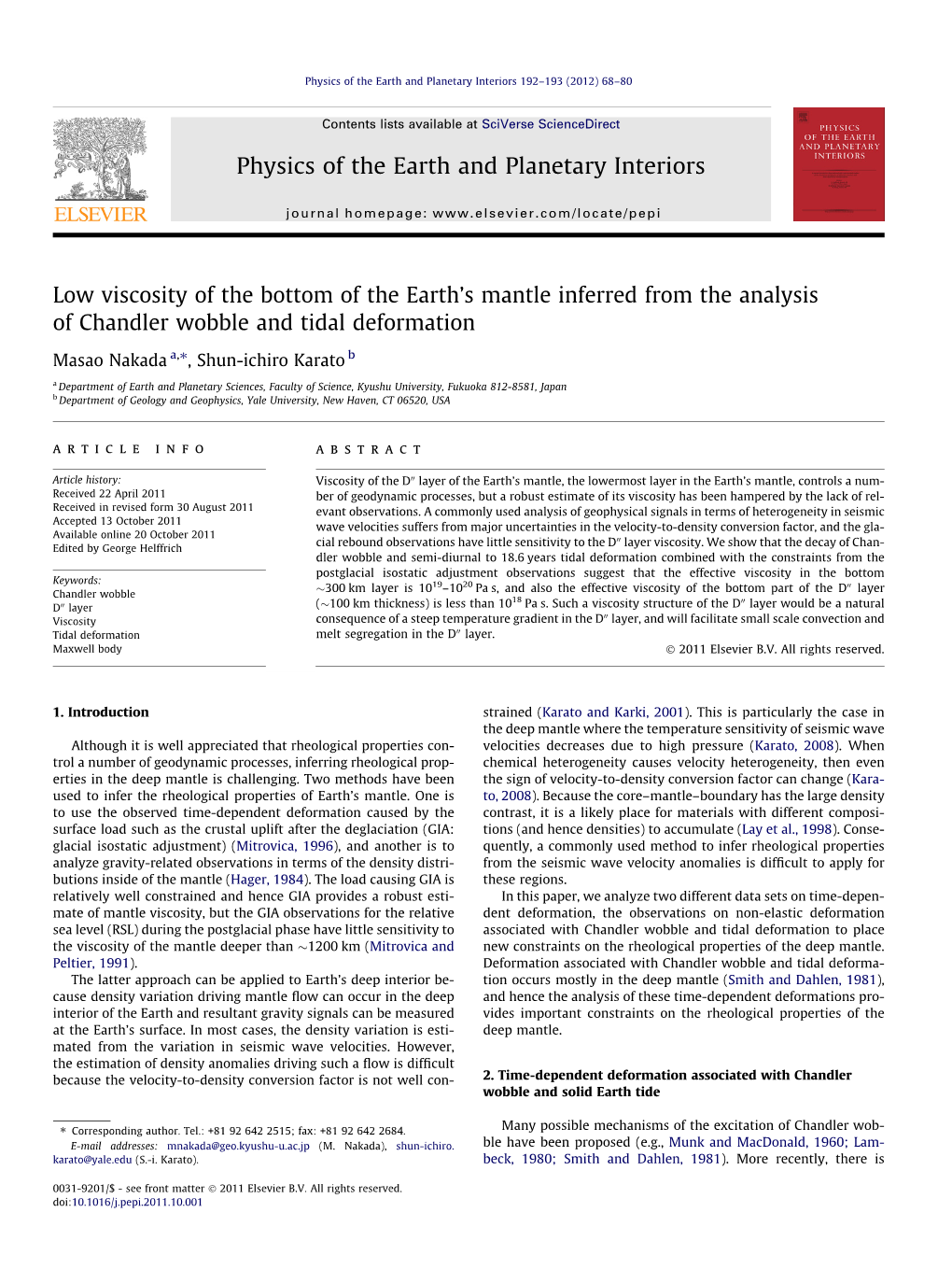 Low Viscosity of the Bottom of the Earthв€™S Mantle Inferred from The