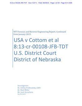 USA V Cottom Et Al 8:13-Cr-00108-JFB-TDT U.S. District Court District of Nebraska