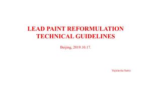 Lead Paint Reformulation Technical Guidelines