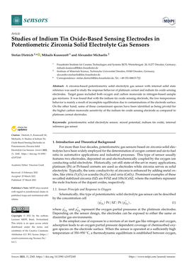 Studies of Indium Tin Oxide-Based Sensing Electrodes in Potentiometric Zirconia Solid Electrolyte Gas Sensors