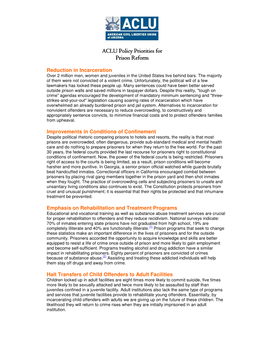 Pdfaclu Policy Priorities for Prison Reform