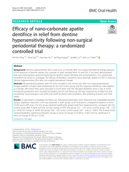Efficacy of Nano-Carbonate Apatite Dentifrice in Relief from Dentine