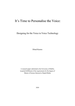It's Time to Personalise the Voice