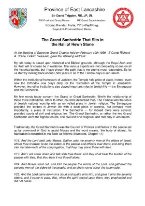 The Grand Sanhedrin That Sits in the Hall of Hewn Stone