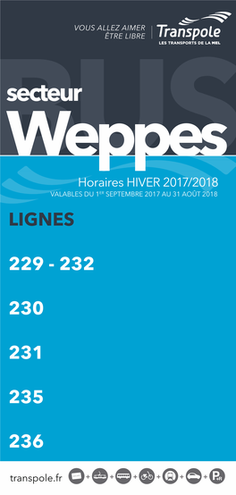 Secteur Weppes Horaires HIVER 2017/2018 VALABLES DU 1ER SEPTEMBRE 2017 AU 31 AOÛT 2018 LIGNES