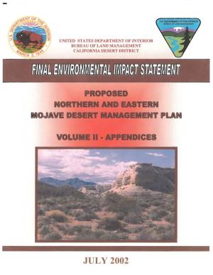 Northern and Eastern Mojave Plan Vol 2 2002